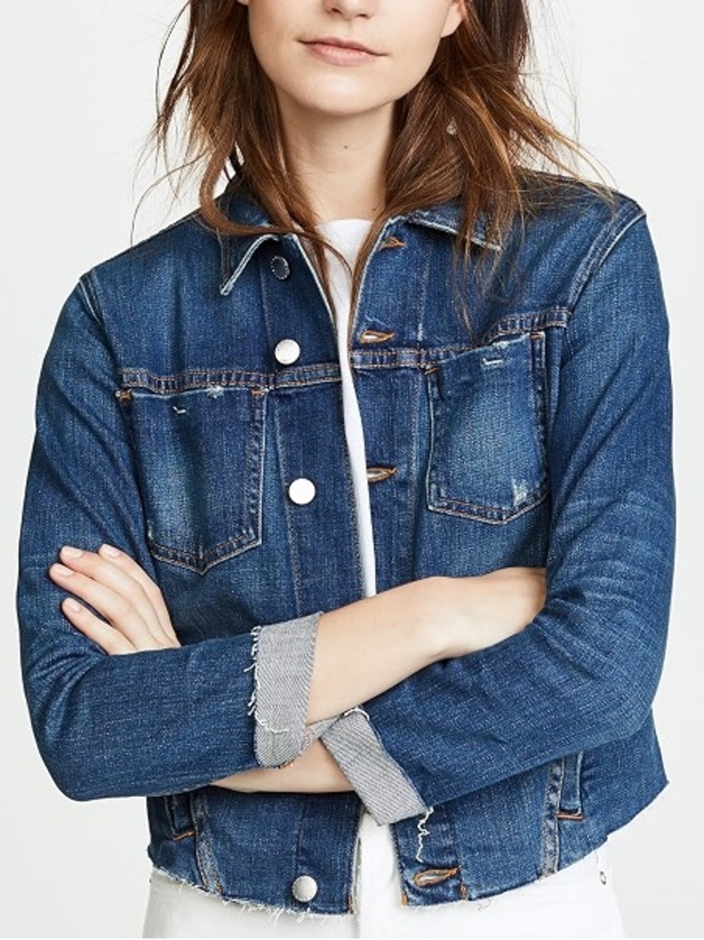 L'AGENCE Janelle Indigo Blue Cropped Denim Jacket